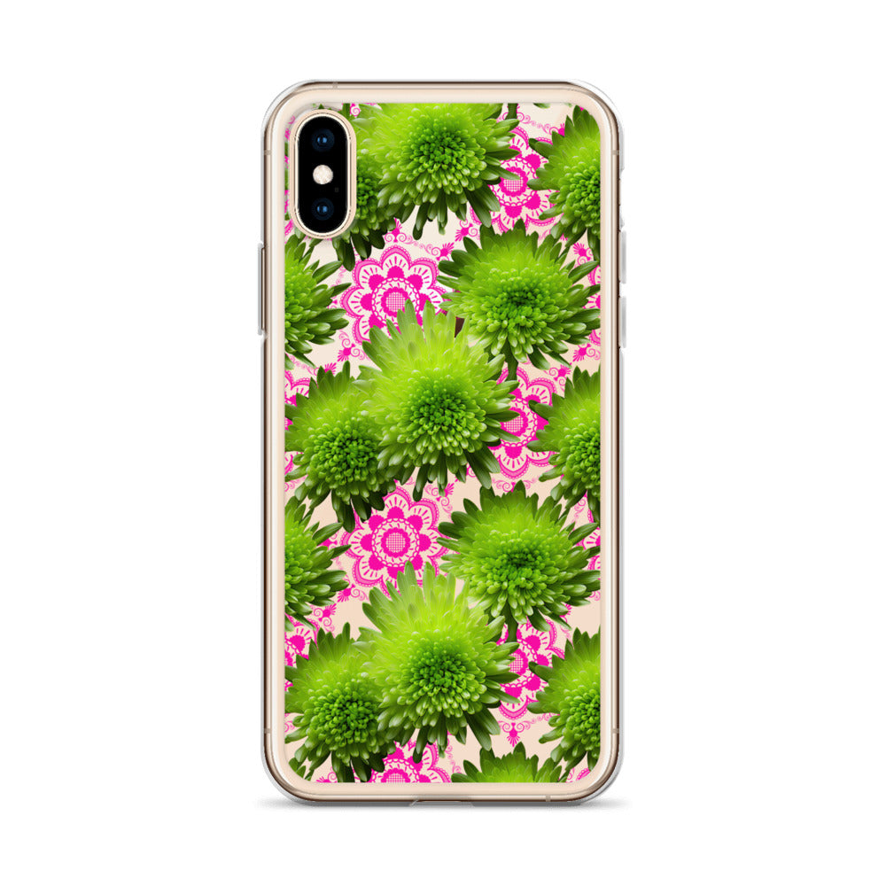 *Clear Case* Green Mums and Lace - iPhone X, iPhone XS, & iPhone XR