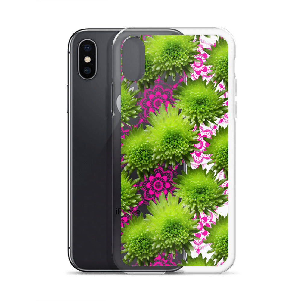 *Clear Case* Green Mums and Lace - iPhone X, iPhone XS, & iPhone XR