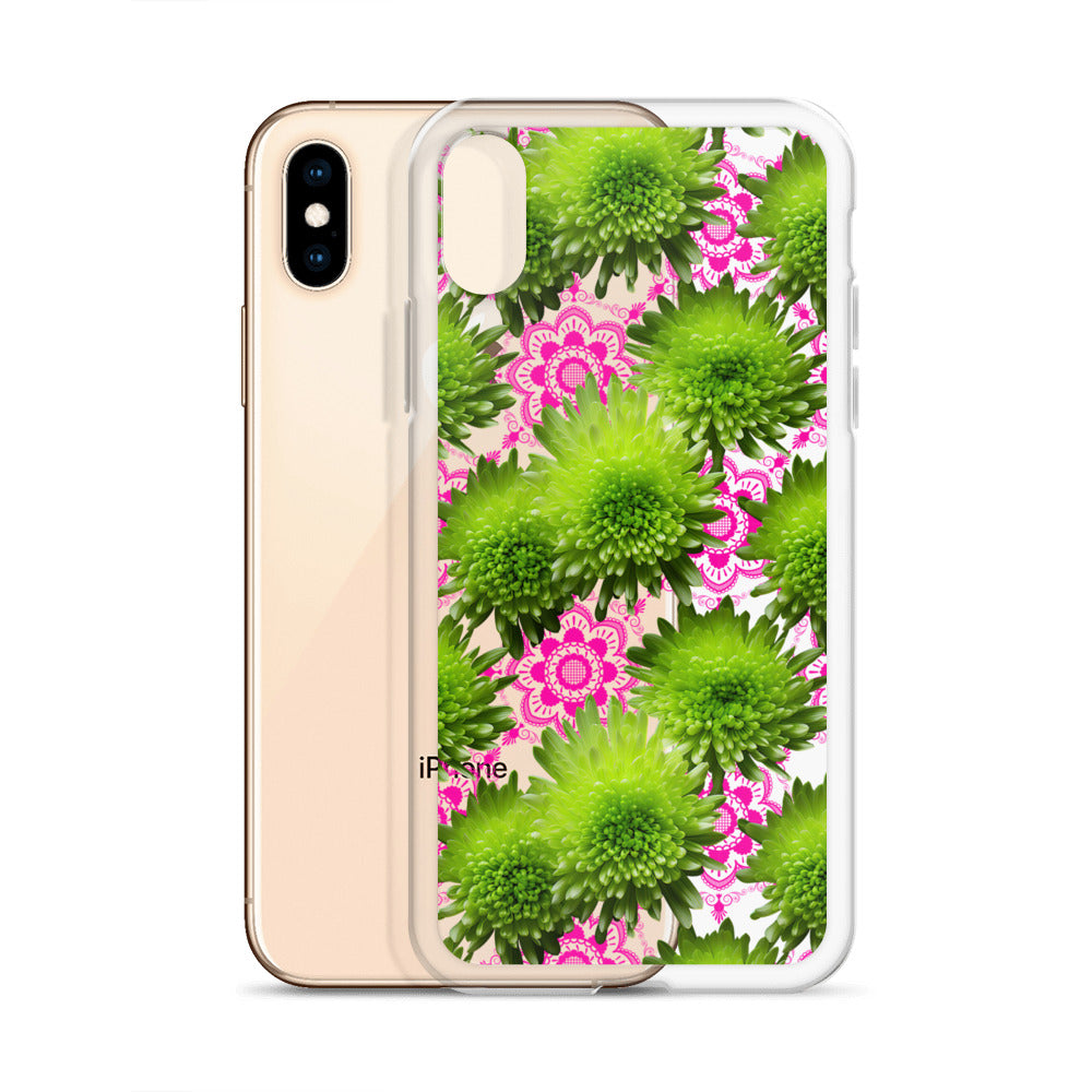 *Clear Case* Green Mums and Lace - iPhone X, iPhone XS, & iPhone XR