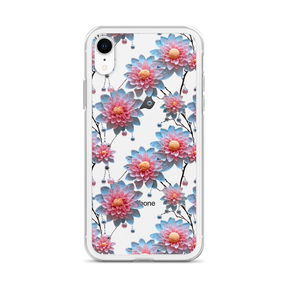 *Clear Case* Pink and Blue Glass Flowers - iPhone X, iPhone XS, & iPhone XR