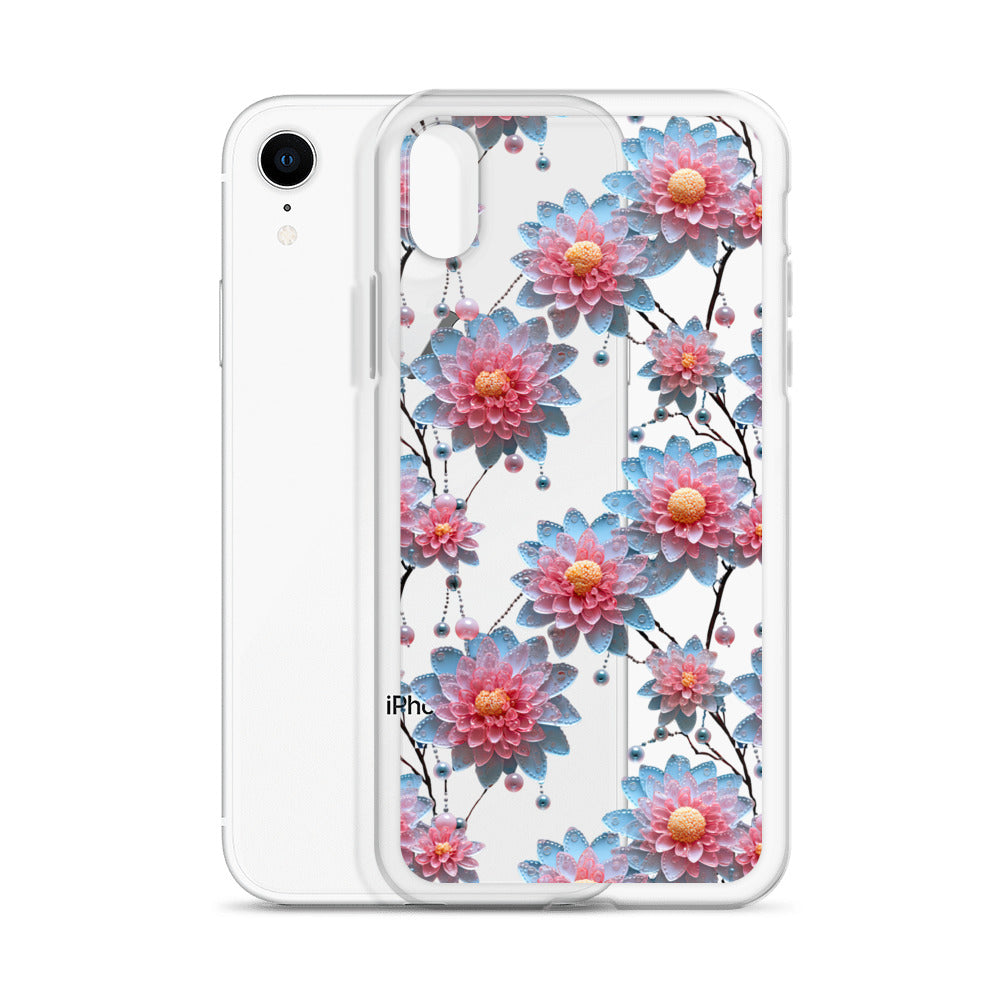 *Clear Case* Pink and Blue Glass Flowers - iPhone X, iPhone XS, & iPhone XR