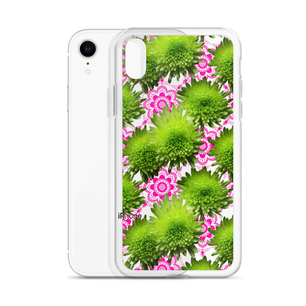 *Clear Case* Green Mums and Lace - iPhone X, iPhone XS, & iPhone XR