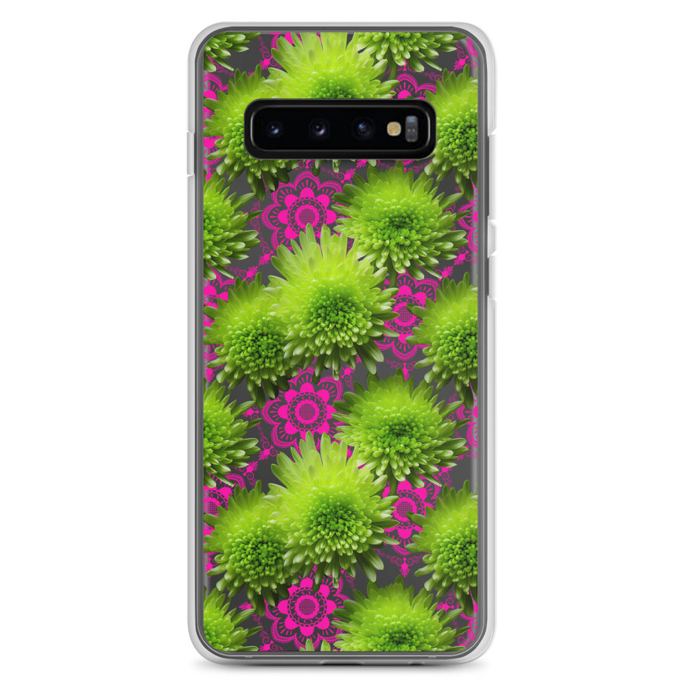 *Clear Case* Green Mums and Lace - Samsung Galaxy S10, Samsung Galaxy S10e, & Samsung Galaxy S10+