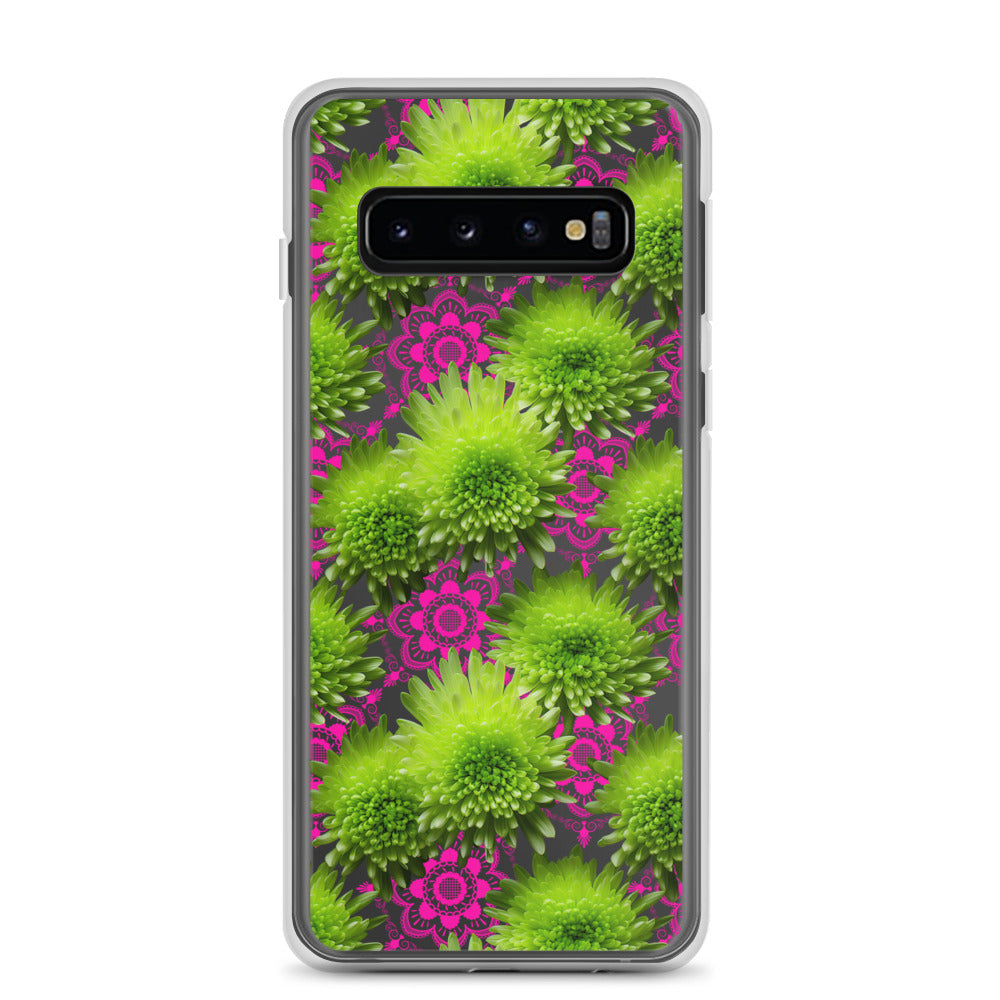 *Clear Case* Green Mums and Lace - Samsung Galaxy S10, Samsung Galaxy S10e, & Samsung Galaxy S10+