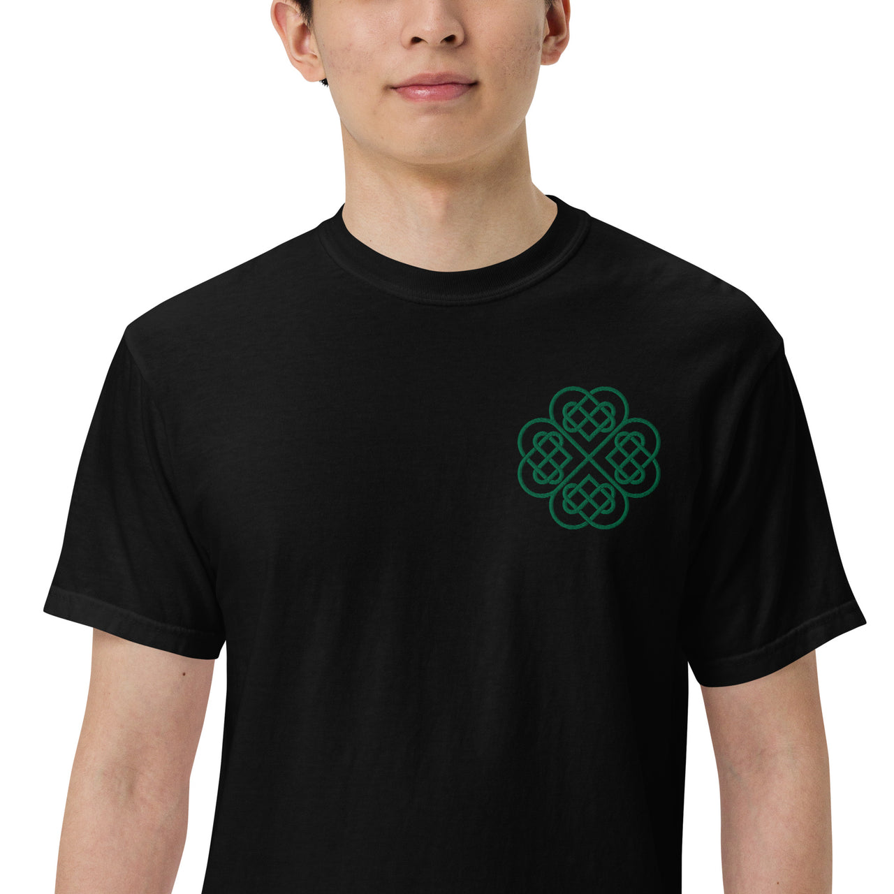 Embroidered Shamrock Unisex Garment-dyed Heavyweight T-shirt