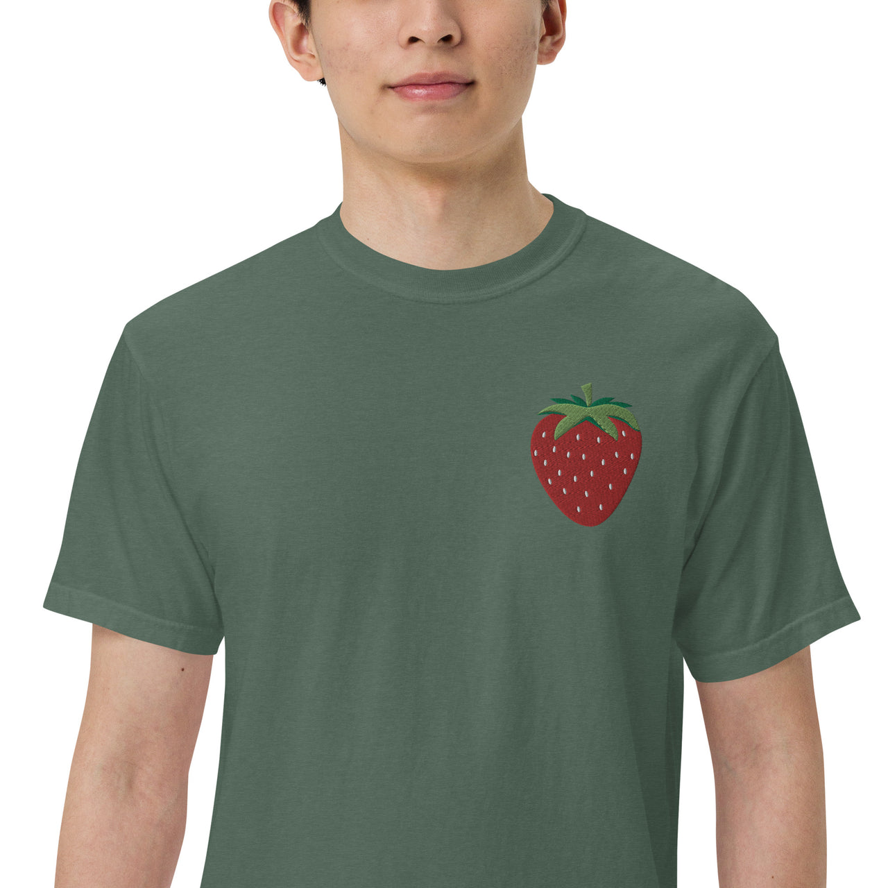 Embroidered Strawberry Unisex Garment-dyed Heavyweight T-shirt