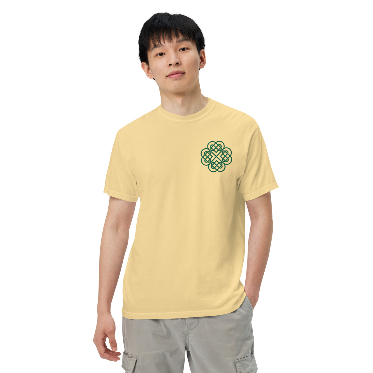 Embroidered Shamrock Unisex Garment-dyed Heavyweight T-shirt