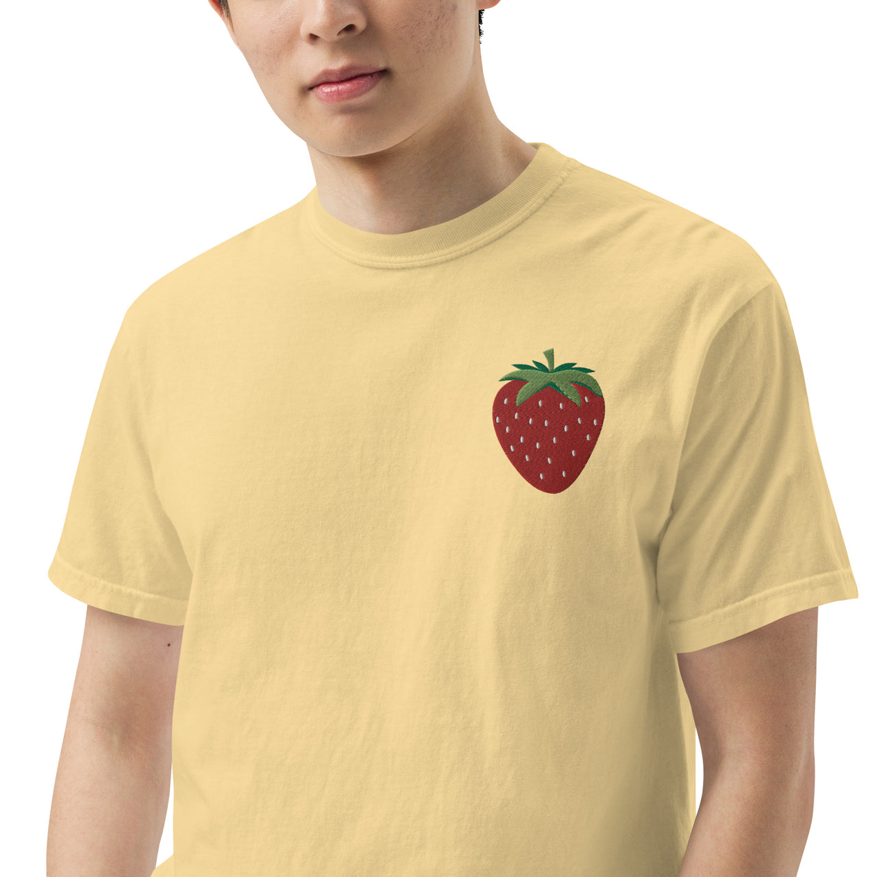 Embroidered Strawberry Unisex Garment-dyed Heavyweight T-shirt