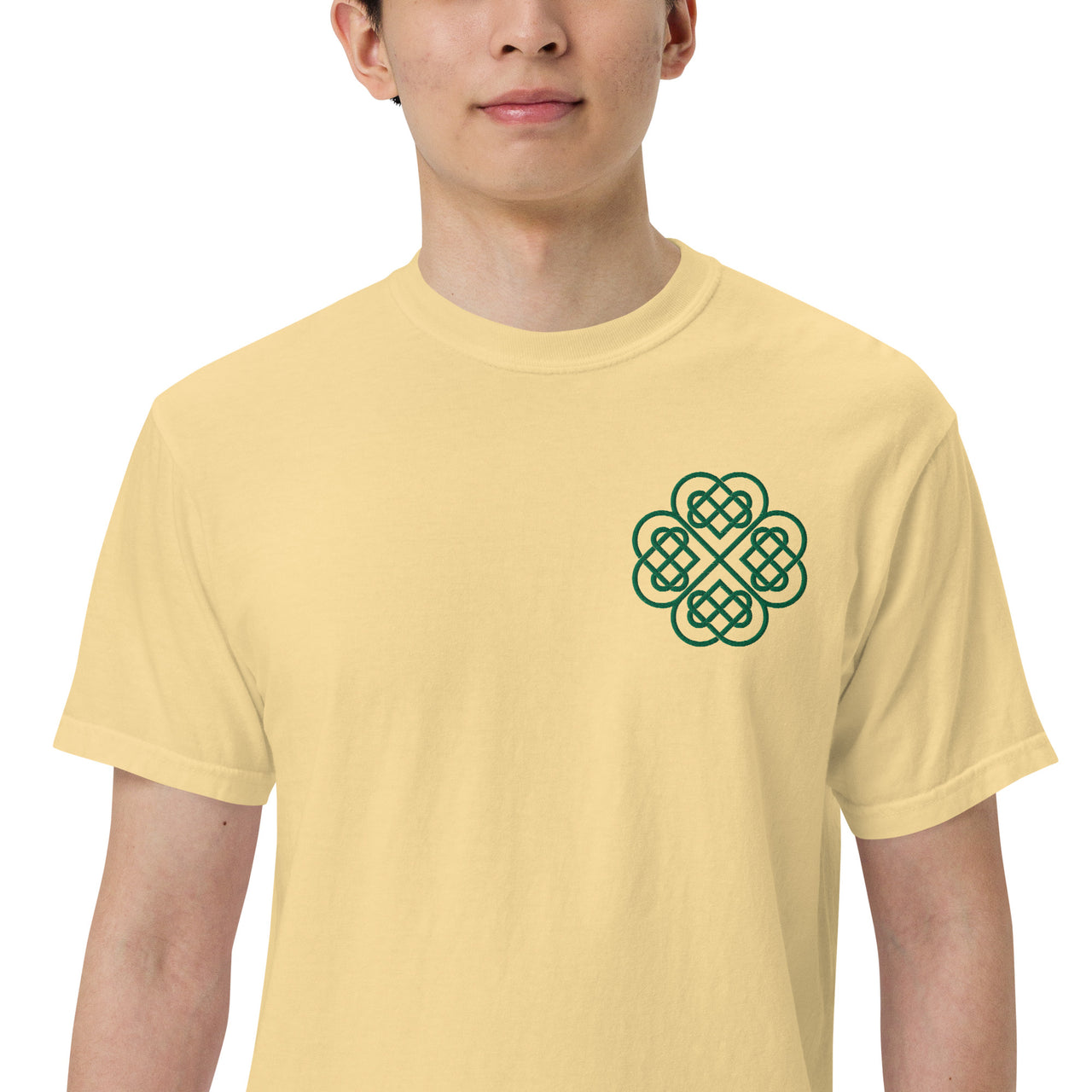 Embroidered Shamrock Unisex Garment-dyed Heavyweight T-shirt