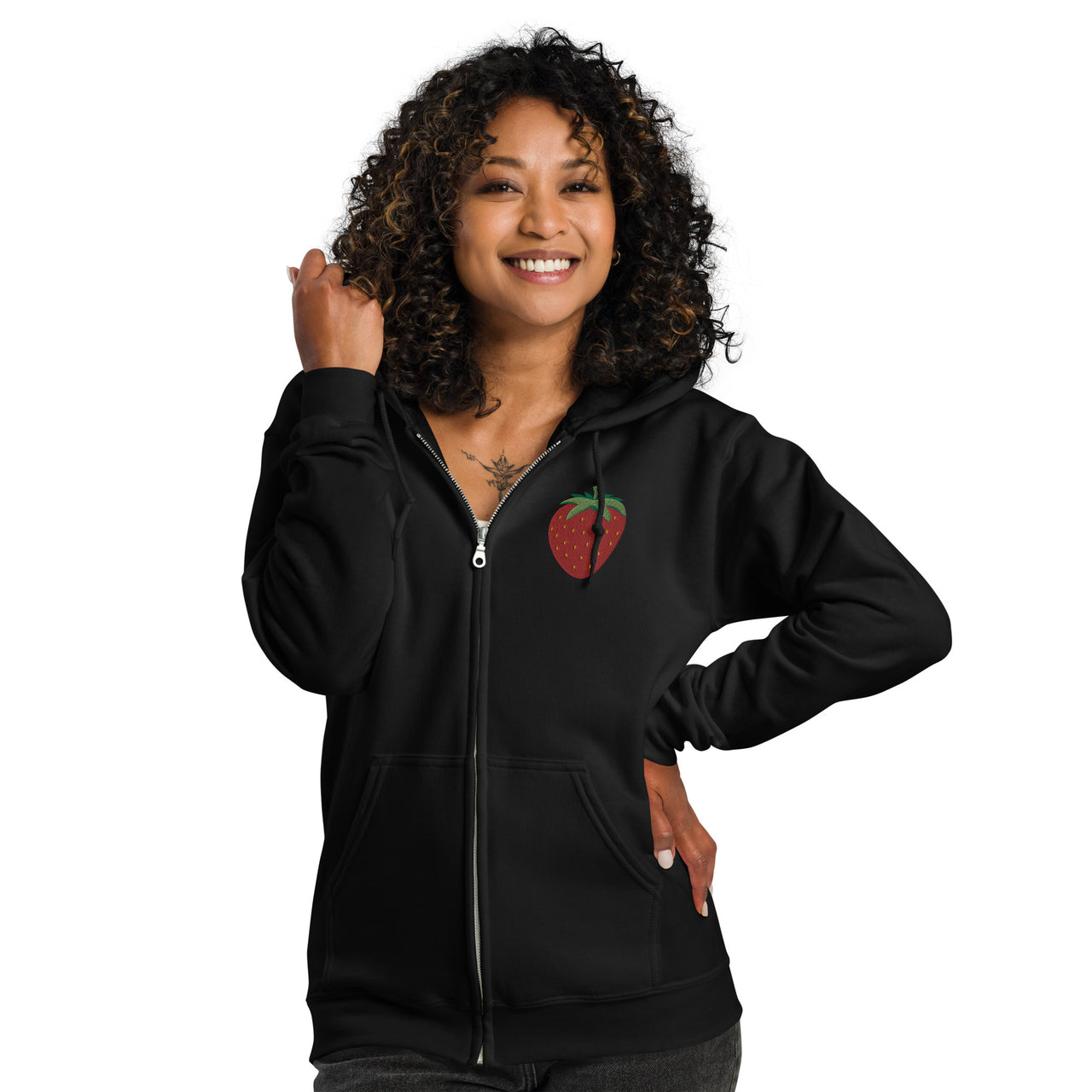 Embroidered Strawberry Unisex Heavy Blend Zip Hoodie