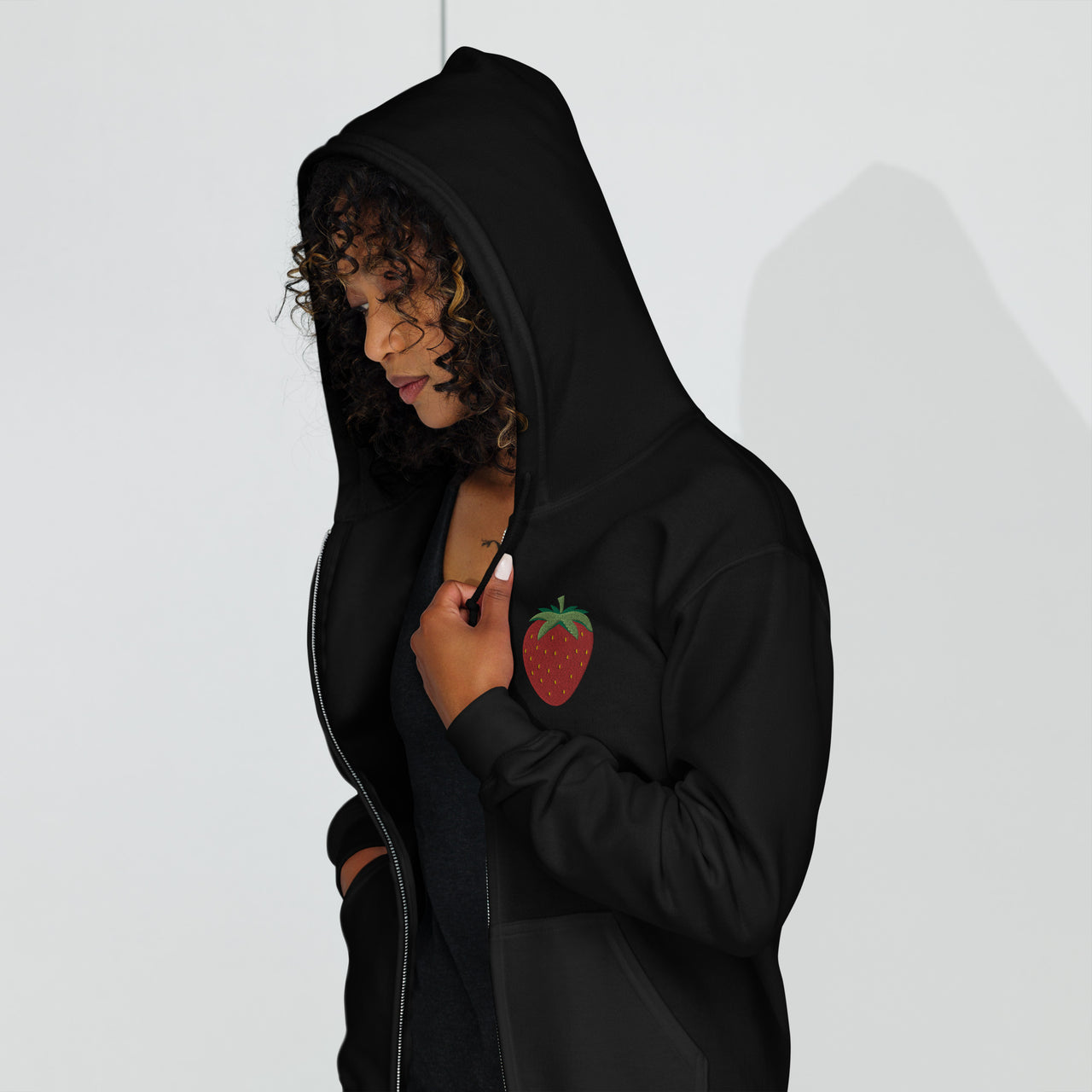 Embroidered Strawberry Unisex Heavy Blend Zip Hoodie