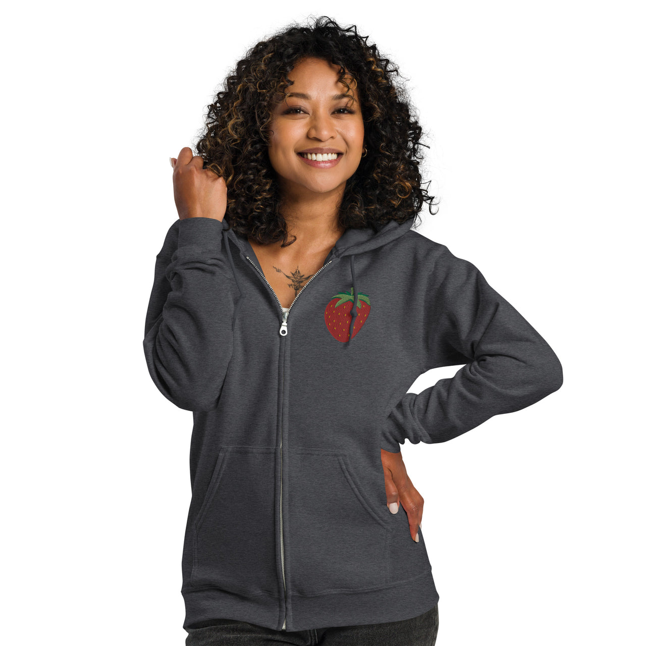 Embroidered Strawberry Unisex Heavy Blend Zip Hoodie