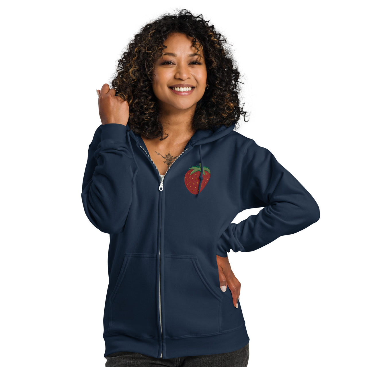 Embroidered Strawberry Unisex Heavy Blend Zip Hoodie