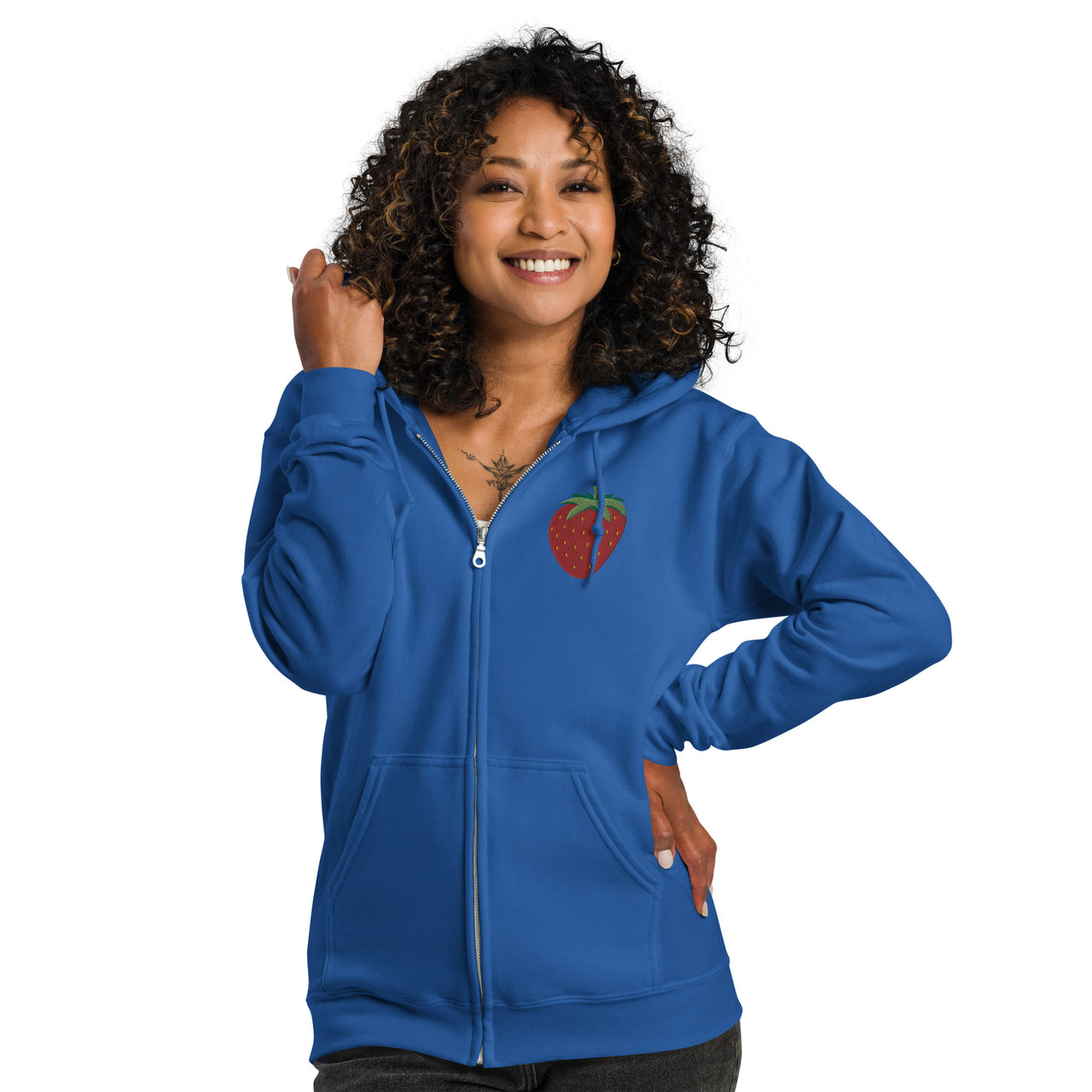 Embroidered Strawberry Unisex Heavy Blend Zip Hoodie