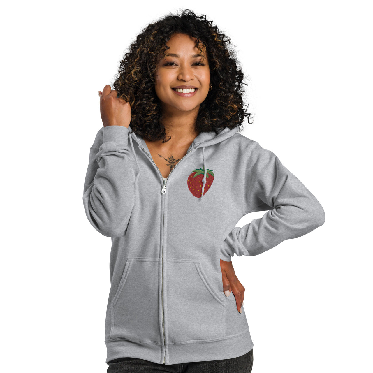 Embroidered Strawberry Unisex Heavy Blend Zip Hoodie