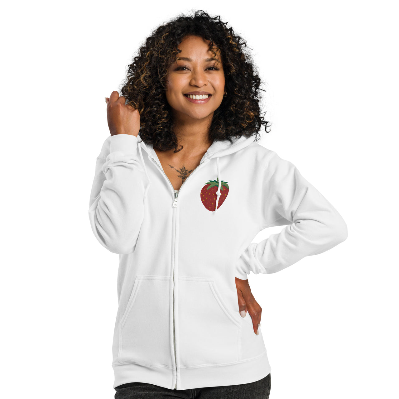 Embroidered Strawberry Unisex Heavy Blend Zip Hoodie